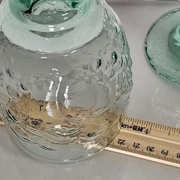 2 Libbey Glass Orchard Fruit Green Goblets 7" water ice tea glasses 16oz embosse - Picture 6 of 6